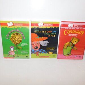 Scholastic 3 Pack DVD Video Collection Corduroy Chrysantheumum Old Lady